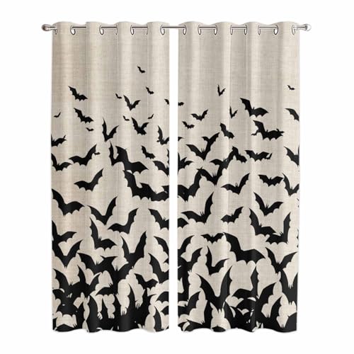 Litter Star Window Curtains with Grommet Top Scary Halloween Window