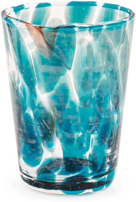 H&H Veneziano Set of 6 Glass Glasses, Multicoloured, cl 5, Made According to The Murano Masters Technique, Hand Made in Italy