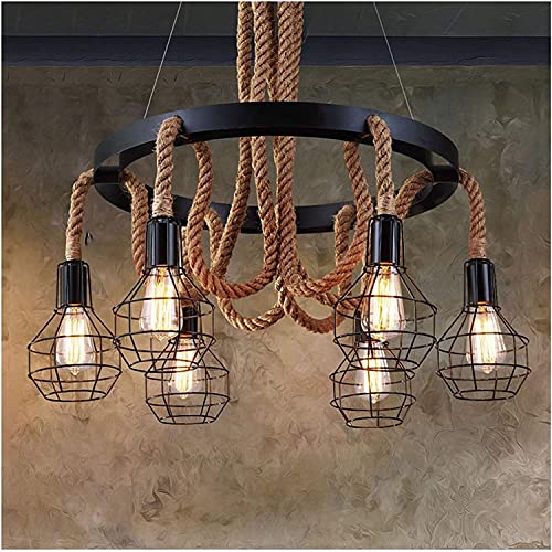 Lustre industriel vintage QHQQXN suspension haut de gamme en corde pour décoration d'hôtel