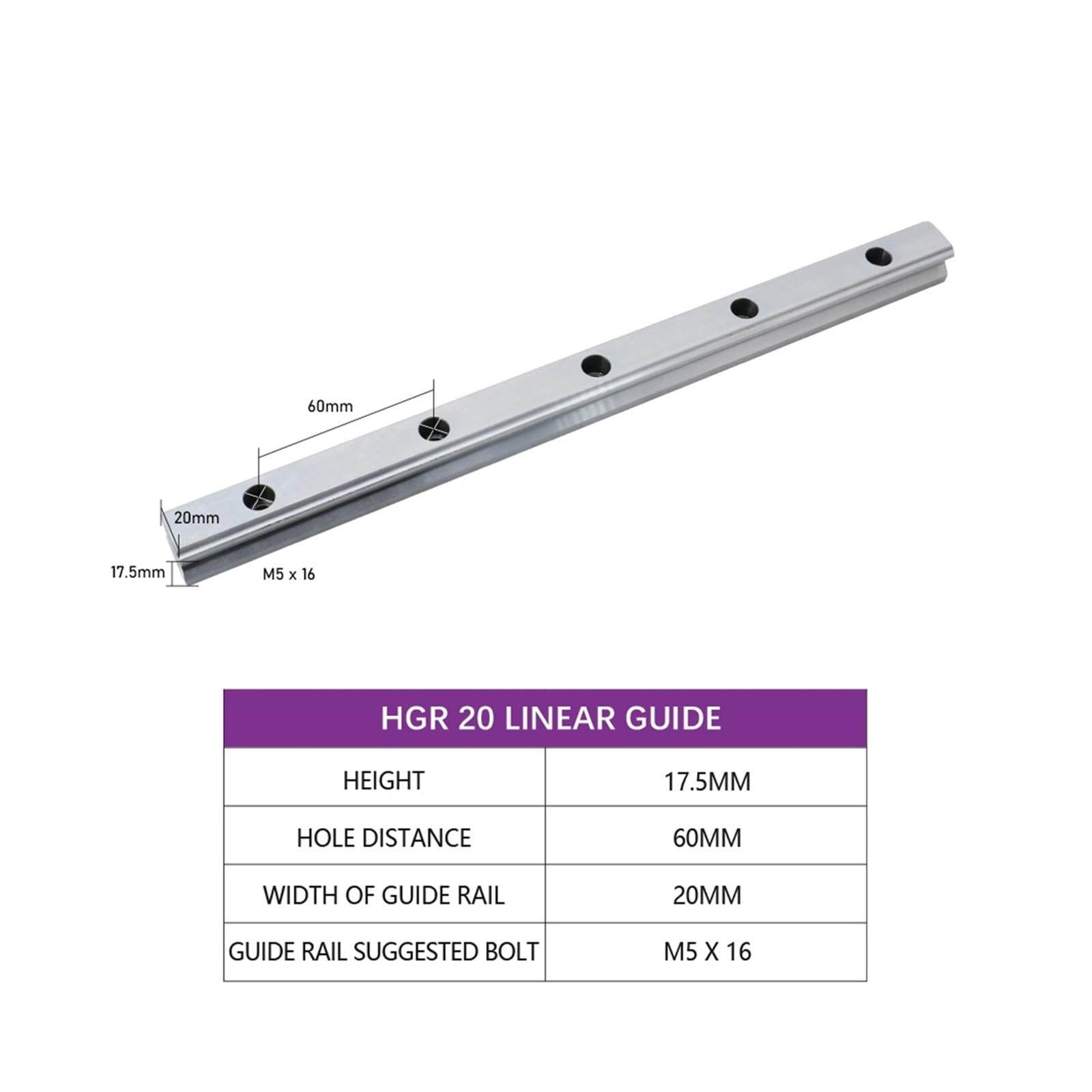 HGR-Führungsschiene, 200–1000 mm, HGR15, HGR20, HGR25, HGR30, Präzisions-CNC-Führungen, Linearführung für CNC-Fräser-Gravur (1 x HGR20-Führung, 700 mm)