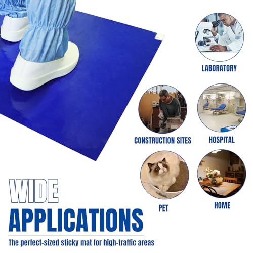 Image of TCE AD08012U Torin Adhesive /Sticky /Tacky Mats: Collects and Removes Dirt and Dust for a Clean Home, Laboratory, Hospital, Warehouse and More - Includes 4 Boxes of 30 (120 Total) 24x36 inch Sheets, Blue