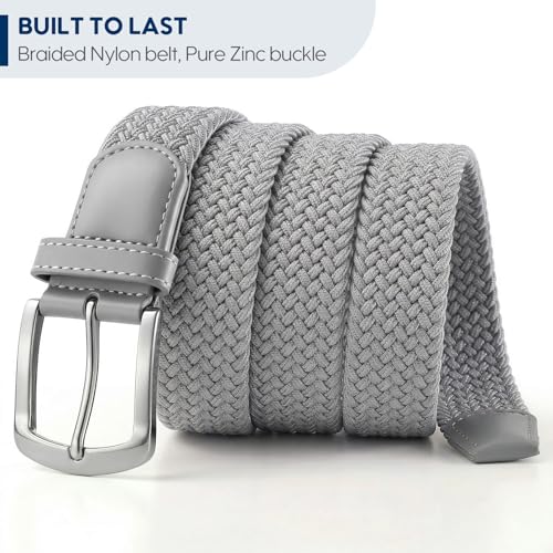Image of SUOSDEY Men Stretch Braided Belt, Elastic Belt for Jeans Pants Casual Golf Belt 1 3 /8 inch