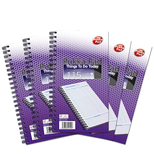 Pukka Pad Things To-Do Today Note Pad Pack of 5 Wirebound Notebooks with 115 Sheets of 80GSM Paper with Perforation Includes Space for Appointments Sketches Lists and More