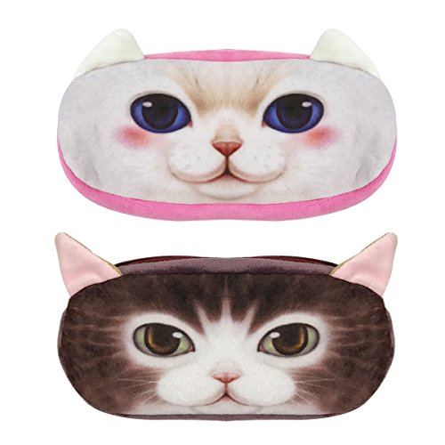 Image of Wrapables Dog /Cat Face Zippered Pencil Case (Set of 2)