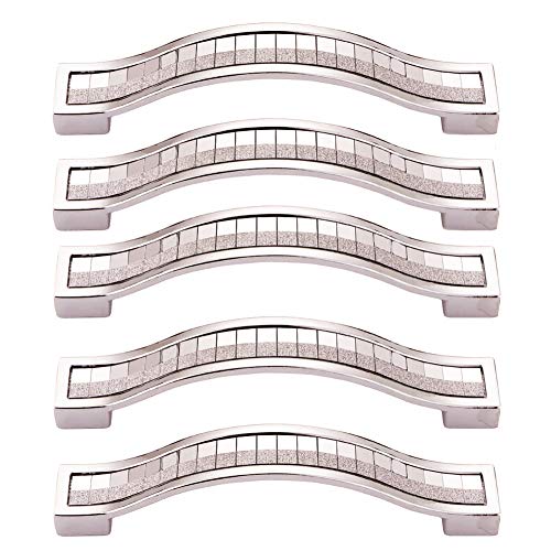 BOZONLI 5pcs Rhinestone Crystal Wardrobe Handles Europe Style Zinc Alloy Furniture Door Pull Handle for Kitchen Cabinet Cupboard Dresser Knobs (160mm