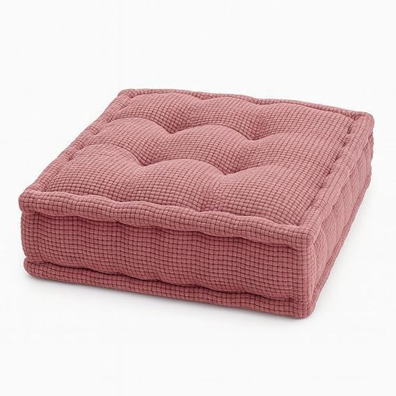 Pack of 1 Large Square Booster Cushion Pink 45x45x10cm – Soft Fleece Seat Pad for Armchair, Sofa, Office & Dining Chairs – Firm Support for Elderly, Pregnant Women, Post Surgery & Home Comfort