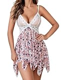 Avidlove Women Lingerie Flag Print Lingerie Bridal Lingerie Dress Sexy Babydoll Sleepwear Flag Print M