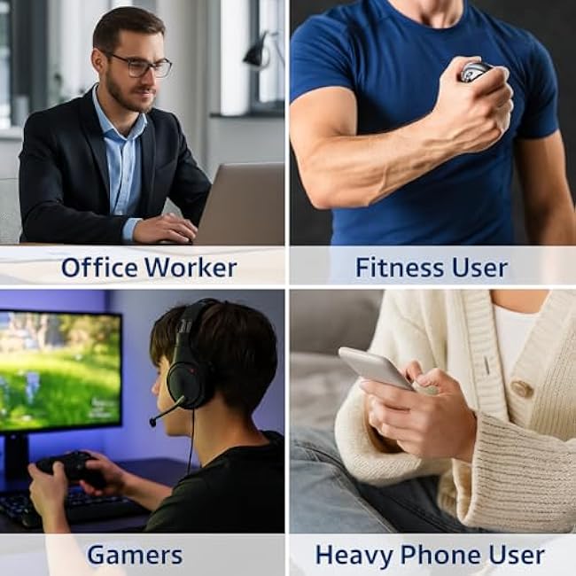 Auto-Start Gyro Ball Wrist Trainer ¨C No Counter Grip Strengthener with Finger Band for Hand & Forearm Exercise ¨C Stress Relief Spinner for Office, Rehab & Fitness