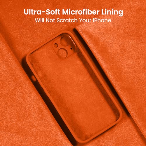 Image of FireNova Designed for iPhone 13 Case, Silicone Upgraded [Camera Protection] Phone Case, Soft Anti-Scratch Microfiber Lining Inside, 6.1 inch, Neon Orange