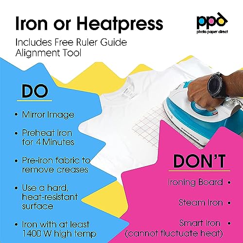 Image of PPD 50 Sheets 8.5x11 inch Iron-on Heat Transfer Vinyl Paper Light Fabrics