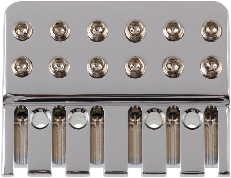 Chrome 6 String Headless Guitar Bridge Tailpiece & Brass String Lock, Locking Nut