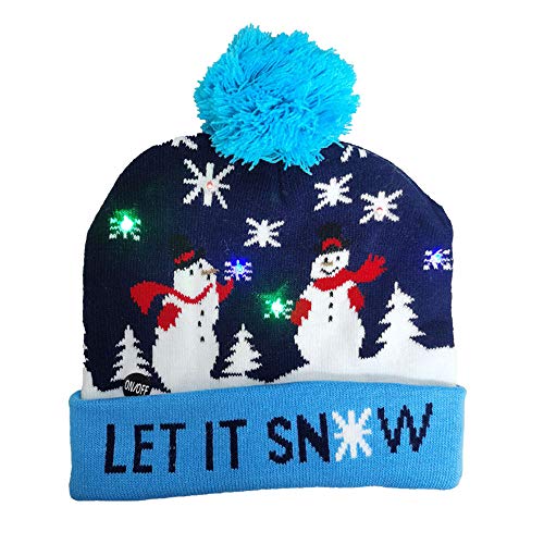 IPEAIN LED Light Up Christmas Hat Knitted Christmas Beanie Amazon.in