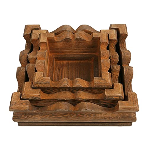 Ikee Design Wood Risers Display Risers Wood Cake Stand Square Risers Farmhouse Riser Risers for Décor Wood Pedestal Stand Risers, 8 W x 8 D x 3 H in, Brown Color
