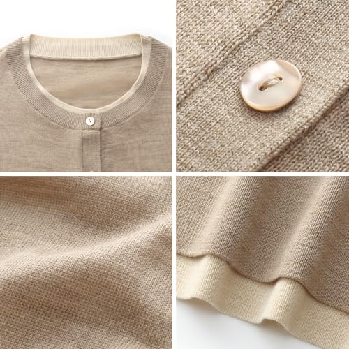 Image of GOELIA Pure Cashmere Wool Cardigans Womens Sweaters Trendy Long Sleeve Button Down Cozy Loose Fit Knit Going Out Tops