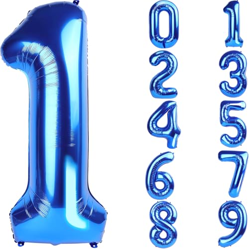Image of Number Balloons Navy Blue Balloons - Giant Number 10 Balloon, 10 20 30 40 50 Numbers Balloon Birthday Decorations, Blue Party Supplies for Boy Men
