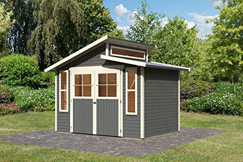 Caseta de jardín Karibu Grauburg 6, color gris terracota, 19 mm