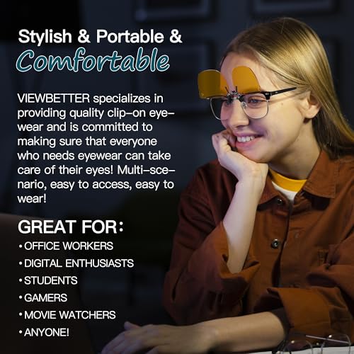 Image of VIEWBETTER Clip On Blue Light Blocking Glasses for Eyes Strain & Light-Sensitive Rimless Unisex Flip Up Clip-Ons BL3168