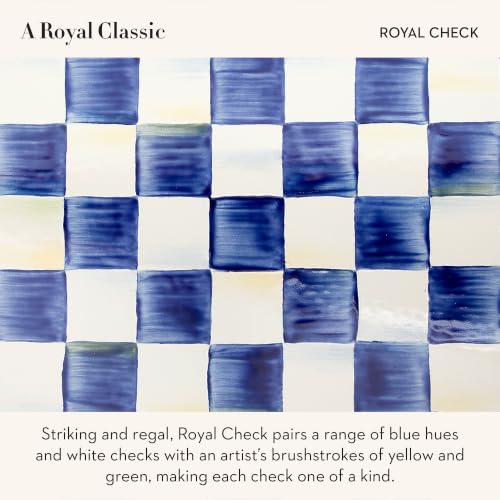 Image of MACKENZIE-CHILDS Resin Pumpkin, Small, Blue-and-White Royal Check