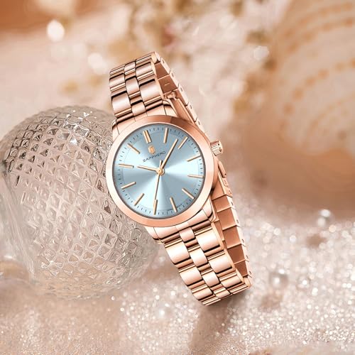 Image of Sapphero Ladies Watch Easy to Read Wristwatch, Women's Quartz Watch with Stainless Steel Strap, 5 ATM Waterproof, Classic Elegance Women Business Waterproof Watch