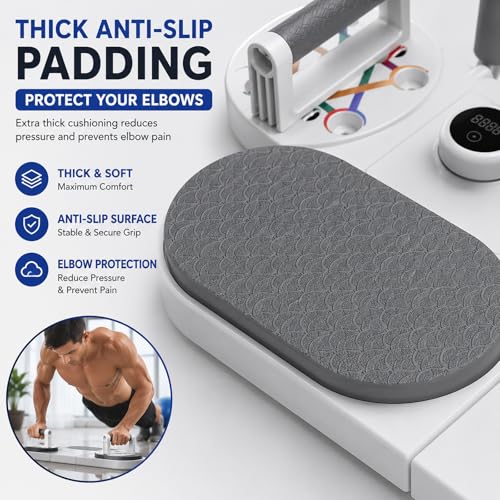 Image of Push Up Board with Resistance Bands & Smart Counter, Multifunction Home Gym Equipment for Chest, Shoulder, Triceps, Back & Core Workout, Pushup Bar System for Men Women