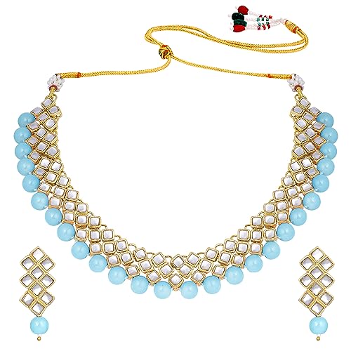Image of Peora Kundan Faux Pearl Necklace & Jewelry Set Gift for Women