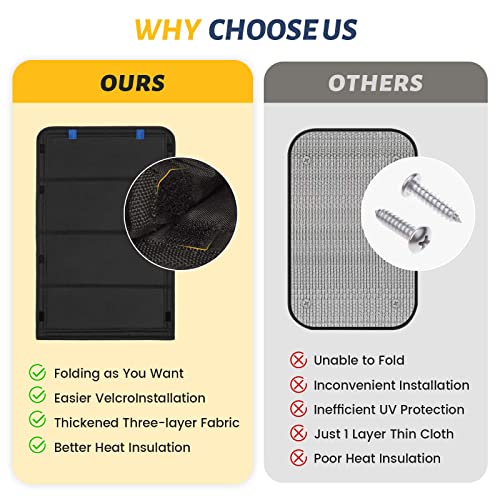 Image of funomo 2 Pack RV Door Window Shade Cover - RV Blackout Window Cover with UV Protection and Privacy Features (25 * 16 in) Foldable Hook and Loop Fastener, Waterproof Thickened Oxford Fabric