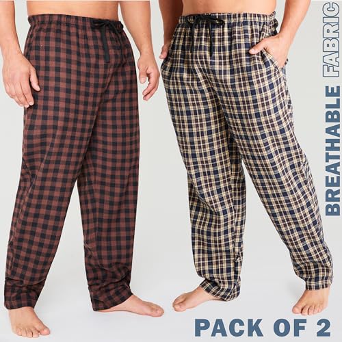 Image of Get Trend 2-Pack Pajama Pants for Men, Teens, M-3XL Lounge Bottoms for Sleepwear, Soft PJ Pants with Pockets, Gifts for Men