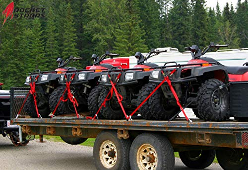 Rocket Straps Ratchet Tie Down Straps (4Pk) | 1" X 17' - 1761Lbs Break Strength, Safety Lock S Hook Rachet Tie Downs. Best For Moving, Utv, Atv, Dirt Bike, Motorcycle, And Truck Accessories #TOP5