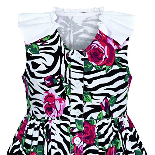 Sunny Fashion Girls Dress Flower Button Front Cotton Sundress Size 3-73