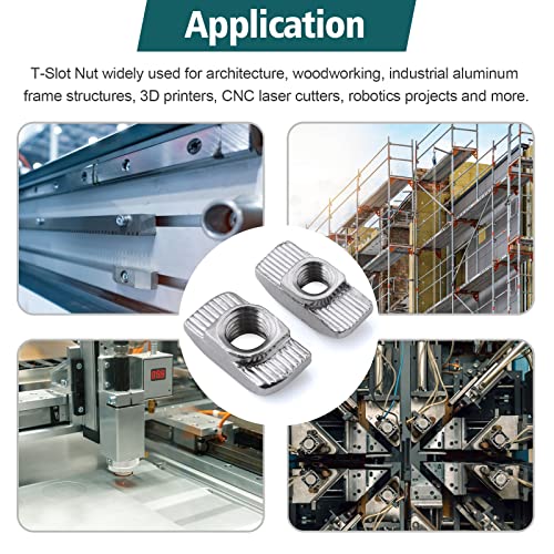 Yeepeo 50 Stück Hammerkopfmutter 6mm Nut 6, M4 Gewinde 2020 Profil Nutensteine Kohlenstoffstahl T-Slot Nutmuttern Hammermutter für Aluminiumprofil Extrusionsschlitz (EU20-M4 ×10×6)