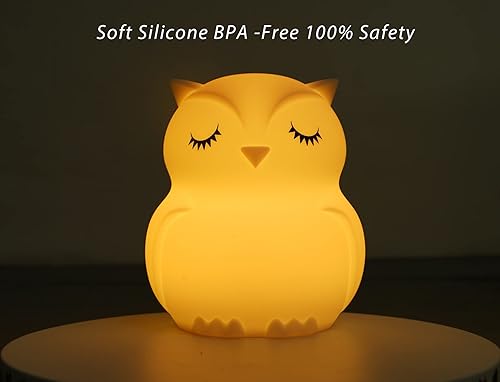 Miniatura 3 de WHA&DARREN Luces nocturnas de búho para niños, lámpara de noche de silicona, luz de guardería para bebé, luz nocturna para dormir, luz nocturna