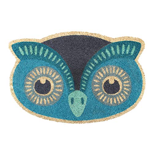 Rugsmith Blue Tufted Blue Owl Coir Doormat, 16