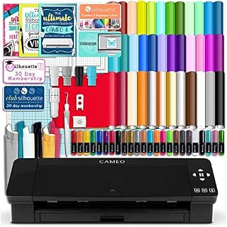 Silhouette Black Cameo 4 Starter Bundle with 38 Oracal Vinyl Sheets, T-Shirt Vinyl