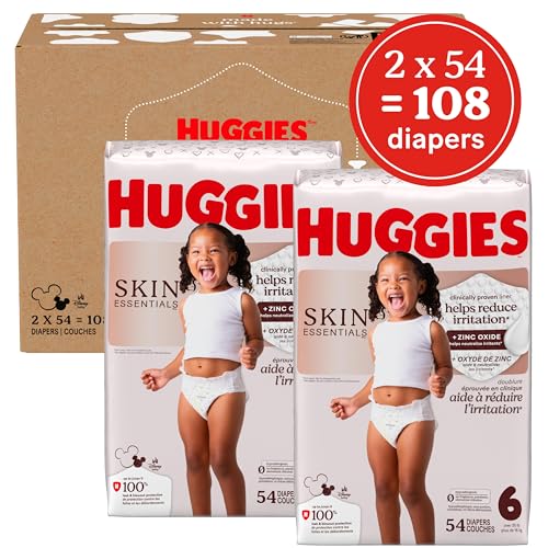 Image of Huggies Skin Essentials Diapers Size 6, 108 Count (2 Packs of 54)