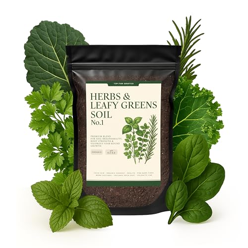Herbs and Leafy Greens Soil Premium Organic Nutrient-Rich Potting Mix for Basil Mint Lettuce Spinach Arugula & More Fast Growth Healthy Roots Ready to Use! (2 QTS)