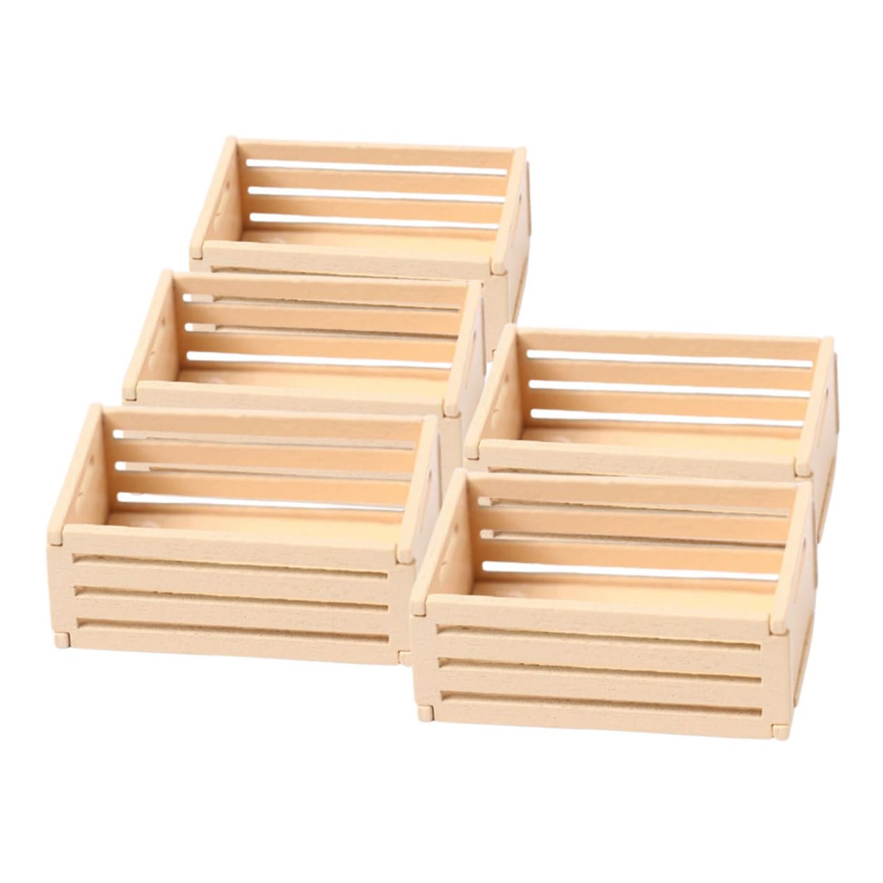 DECORNIJIA 5pcs Mini Wooden Crates for Dollhouse Storage for Miniature Food Drinks and Toys Dollhouse Decorations and Accessories