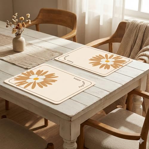 Image of YELONA Leather Dining Table Placemats Set of 2 - Waterproof, Heat Resistant, Anti-Slip, Easy to Clean Table Mats for Dining Table, Kitchen & Home Decor (Ivory White, 40 x 30 cm)