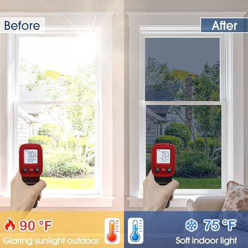 Image of Coavas One Way Privacy Window Film Heat & Glare Control, 23.6 inchx118 inch Black