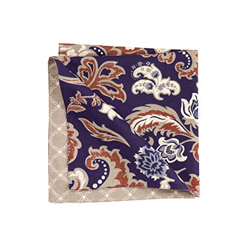 Set de 6 servilletas reversibles de algodón azul miniatura 1