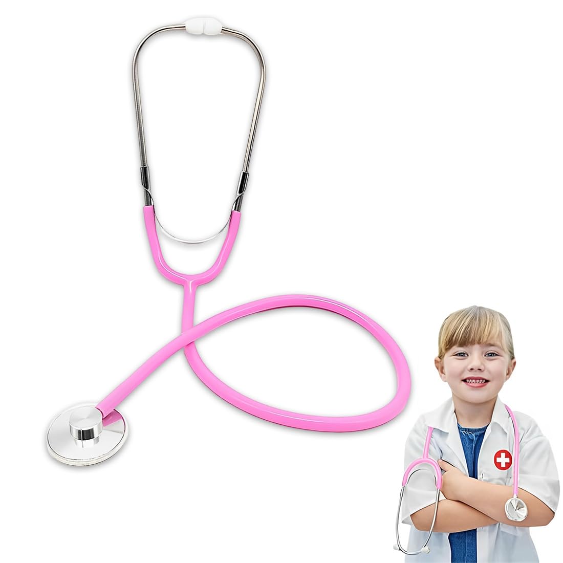 1 Pezzo Stetoscopio Giocattolo Metal Working Stethoscope Toy Analogue Stethoscope For Children (Pink)