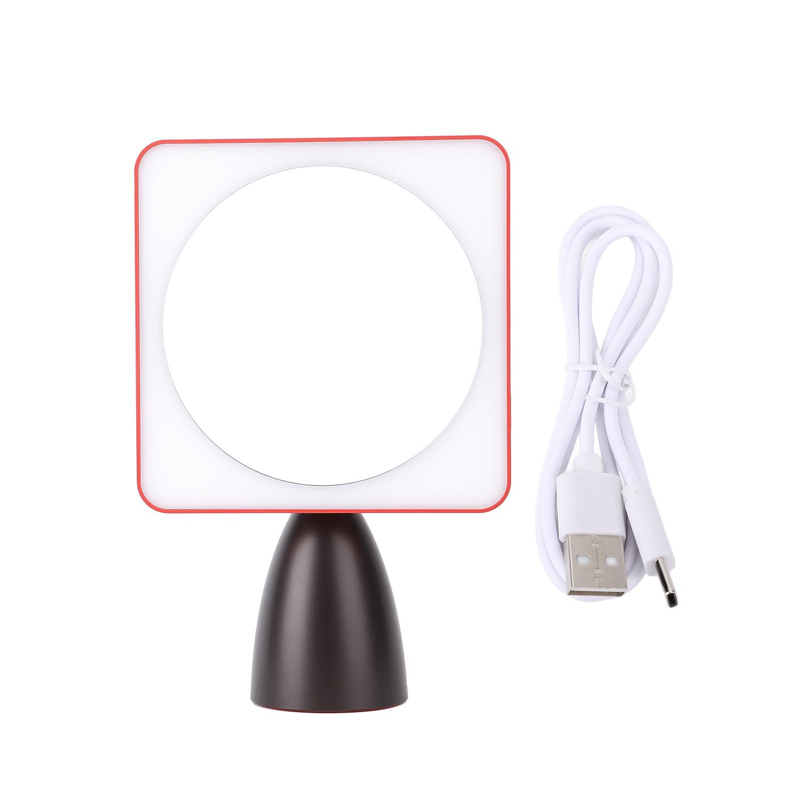 Specchio di cortesia da scrivania a LED compatto con ampia area di illuminazione per gli amanti del trucco (rosso nero)