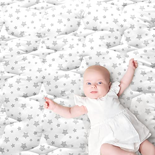 Image of Baby Play Mat Extra Thick, Large, Crawling Mat Non Slip Padded Baby Mats for Playing 79x55 Inches, Baby Playmat Floor Mat for Babies, Toddler, White Star