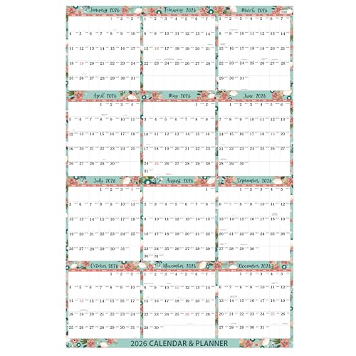2026 Calendar - Yearly 2026 Wall Calendar, January 2026 - December 2026, 22.4''x34.6, Paper Folded Wall Calendars 2026, Large Wall Calendar 12 Month One