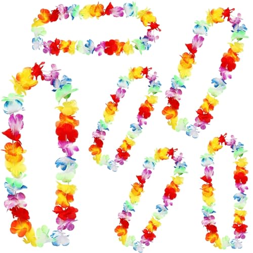 Set Accessori Hawaiani Per Feste - Collana, Braccialetto E Corona Di Fiori - Foto 3