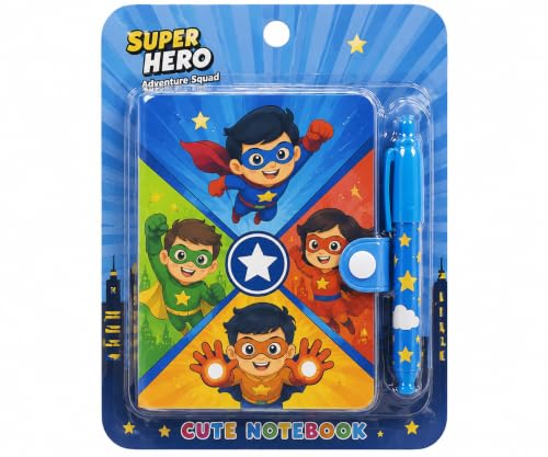 Image of AK-Store Cartoon Pocket Diary with Pen, Writing Notebook for Kids Boys Girls, Cartoon Stationery Set for Students Children Birthday Return Gift (Superhero)