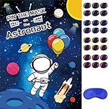 First Trip Around The Sun Decorations - Space Theme Party Games Pin The Mask On The Astronaut Birthday Game with 24 Stickers and 1 Blindfold for Astronaut Family Activity