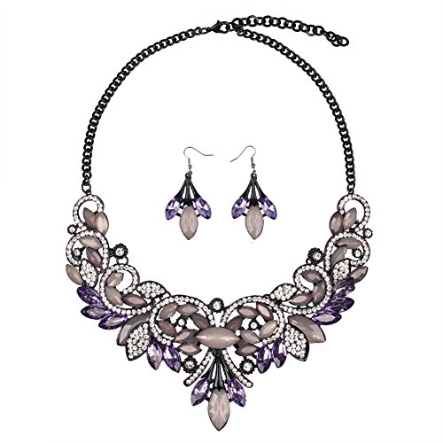 Hamer Gothic Jewelry White and Black Crystal Charms Choker Necklace and Earrings Wedding Jewelry Sets for Brides Prom Costume Jewelry for Women (Black) Hamer Gothic Jewelry White and Black Crystal Charms Choker Necklace and Earrings Wedding Jewelry Sets for Brides Prom Costume Jewelry for Women (Black)