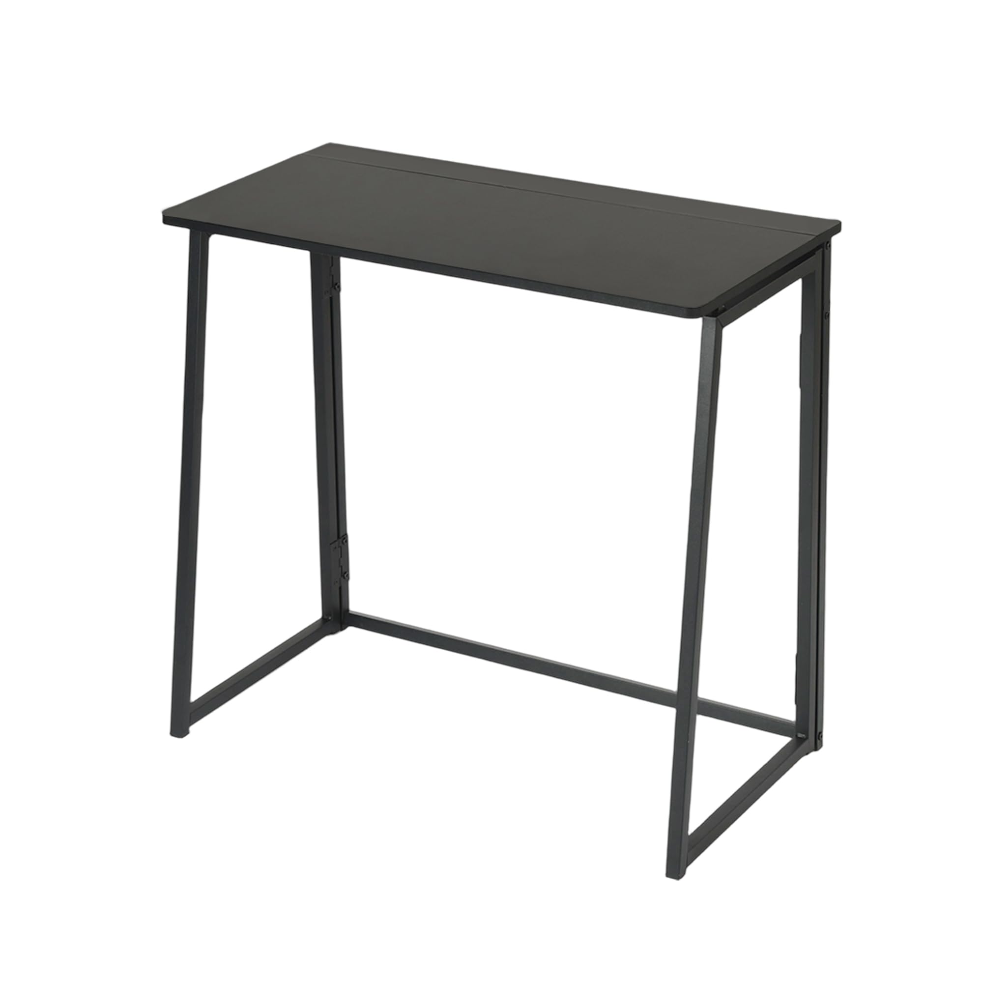 FurnitureR Scrivania compatta e pieghevole, vassoio in legno effetto nero e telaio in metallo, facile da trasportare e riporre, per camera da letto, soggiorno o ufficio, nero, 80 x 40 x 74 cm