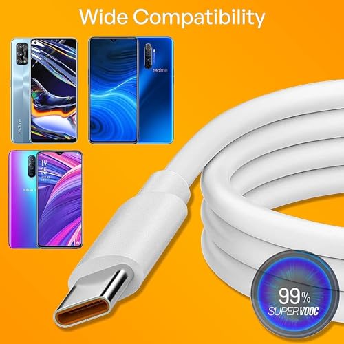 Image of 80Watt Flash Super Vooc Fast USB Type C Charger Compatible For Op Poreno 10 Reno 11 Reno 11 Pro Reno 8 F23 A79 A59 F21 A18 Smartphone