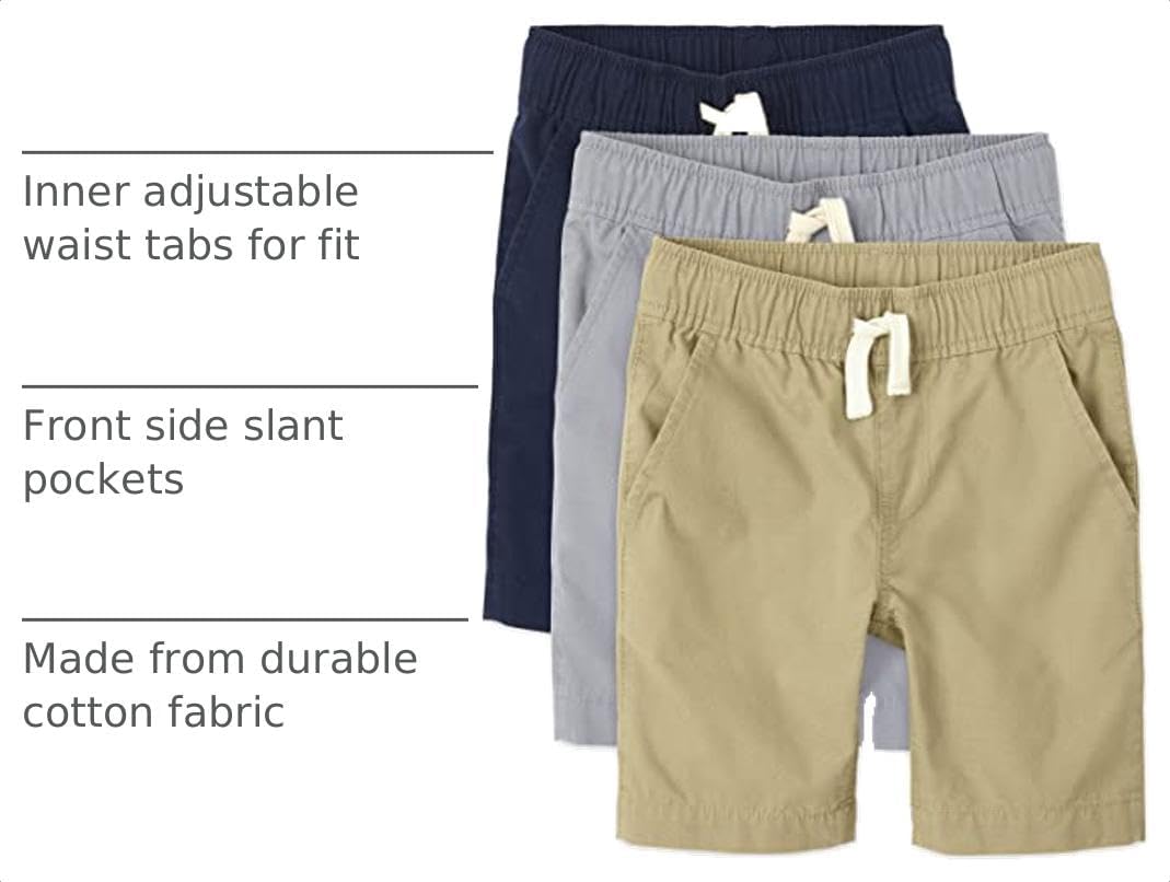 The Children's Place boys Pull On Jogger Shorts, Fin Gray/Flax/Tidal, 10